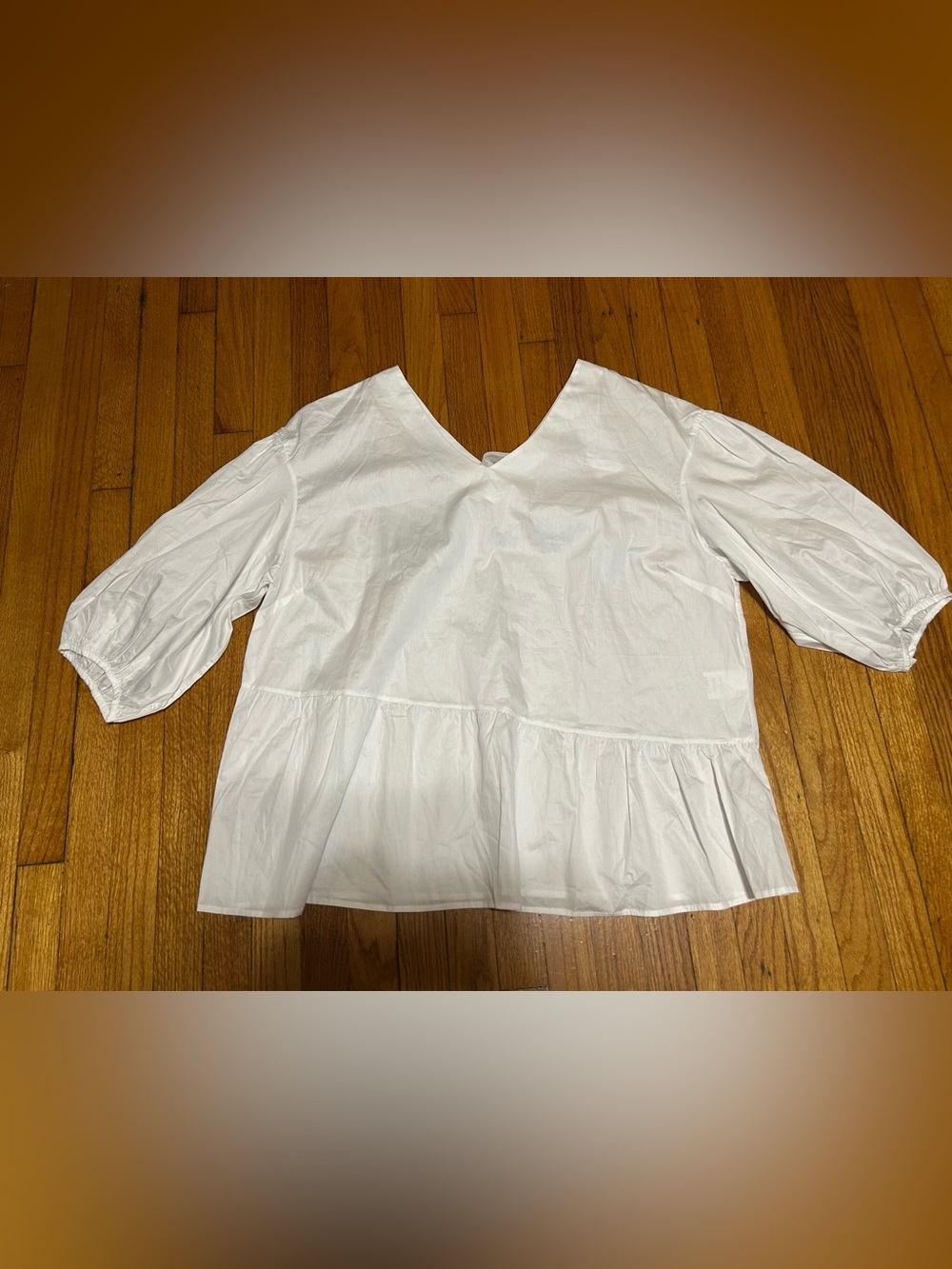Harshman White V Neck Tunic Top Plus Size 3X  3/4 Sleeves White Office